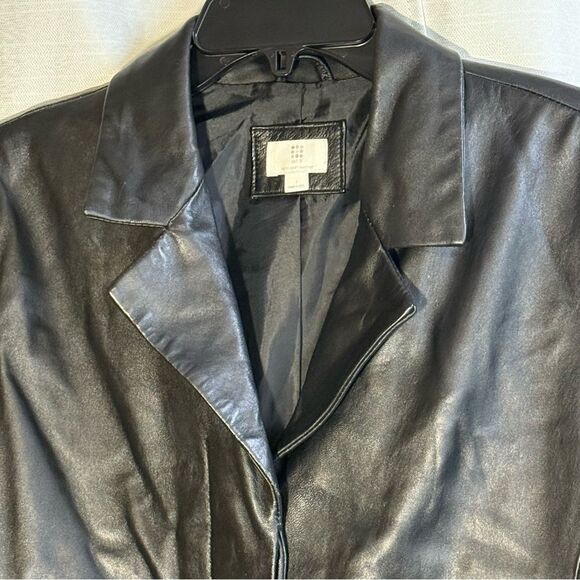 Apt 9 VINTAGE Black Lambskin Leather Women's Long Coat size L buttery soft - Picture 2 of 5